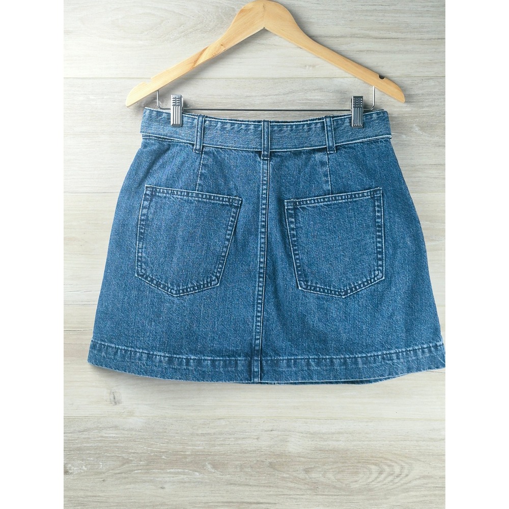We The Free Denim Mini Skirt Women 30 Blue Excellent Belted Pleated - Picture 6 of 6